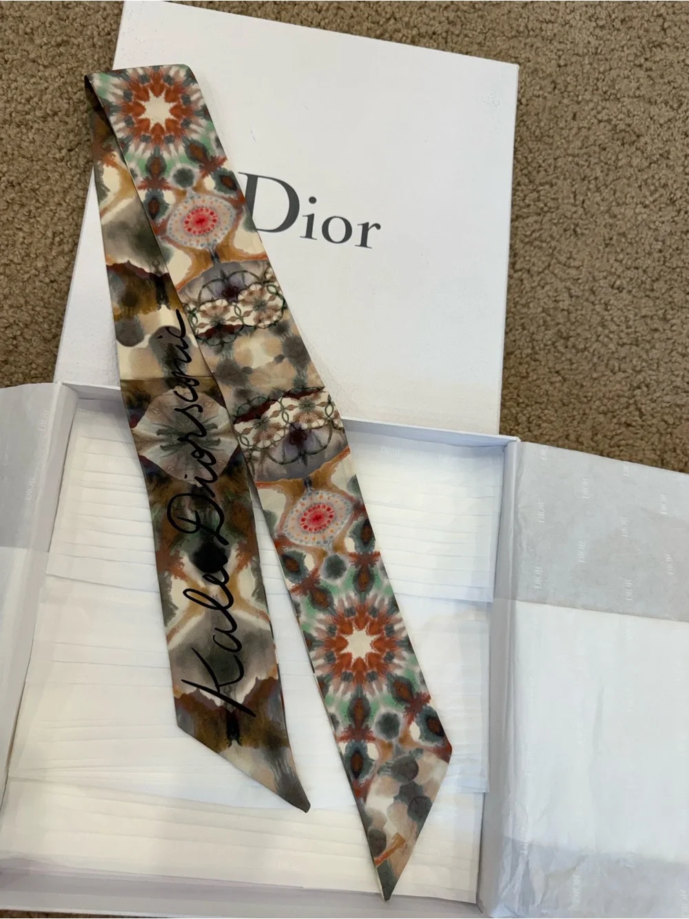 Christian Dior KaleiDiorscopic Mitzah Silk Twilly Scarf NEW Box